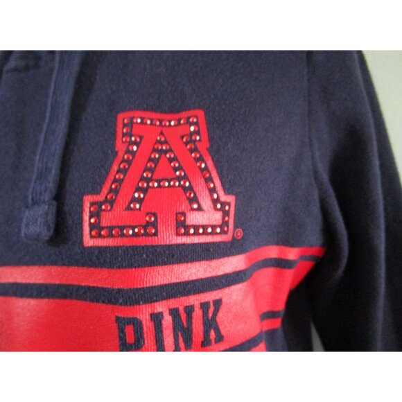 U of A Rhinestone Victorias Secret PINK Navy Red Hoodie Sweatshirt 5th Ocean Sm - Picture 10 of 13